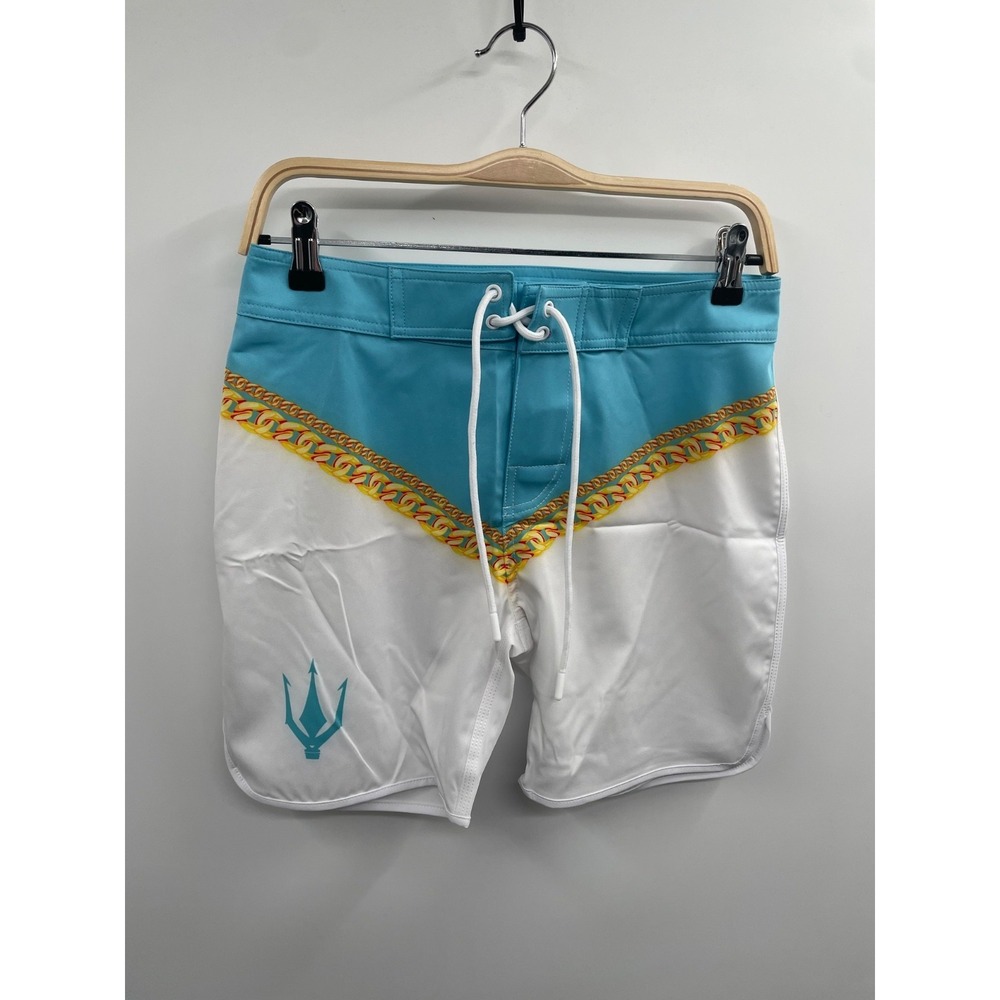 Fied Physique Board Shorts Men's 28 Royal Mint Colorblock Stretch Swimwear NWT